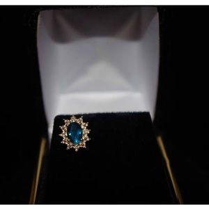 925 SILVER/DIAMONDS/BLUE TOPAZ  SINGLE EARRING "STUNNING"